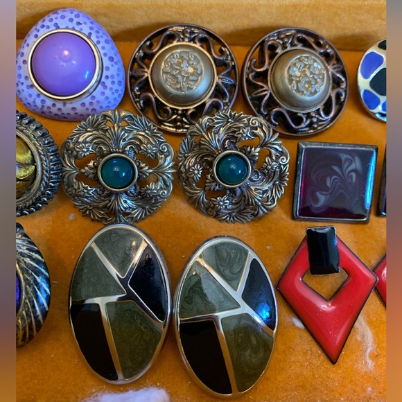 Vintage Earrings Lot Metal, Plastic Retro 80s 14 Pairs - Picture 4 of 7